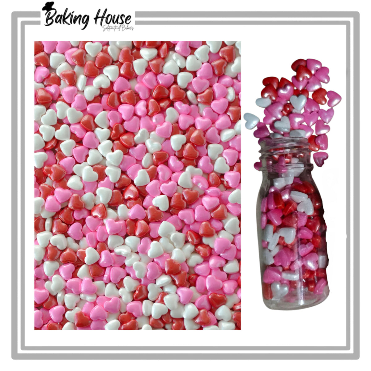 Edible Red-Pink-White Mini Heart Brads 25g