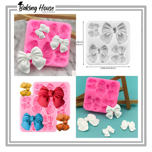 4 Cavity Bow Silicone Mould For Cake Decorating
