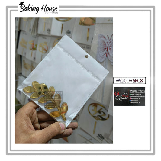 5pcs Golden Leaf Acrylic Cake Tags For Decorating