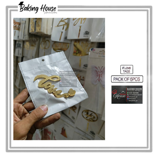 5pcs Golden Love Leaf Acrylic Cake Tags For Decorating
