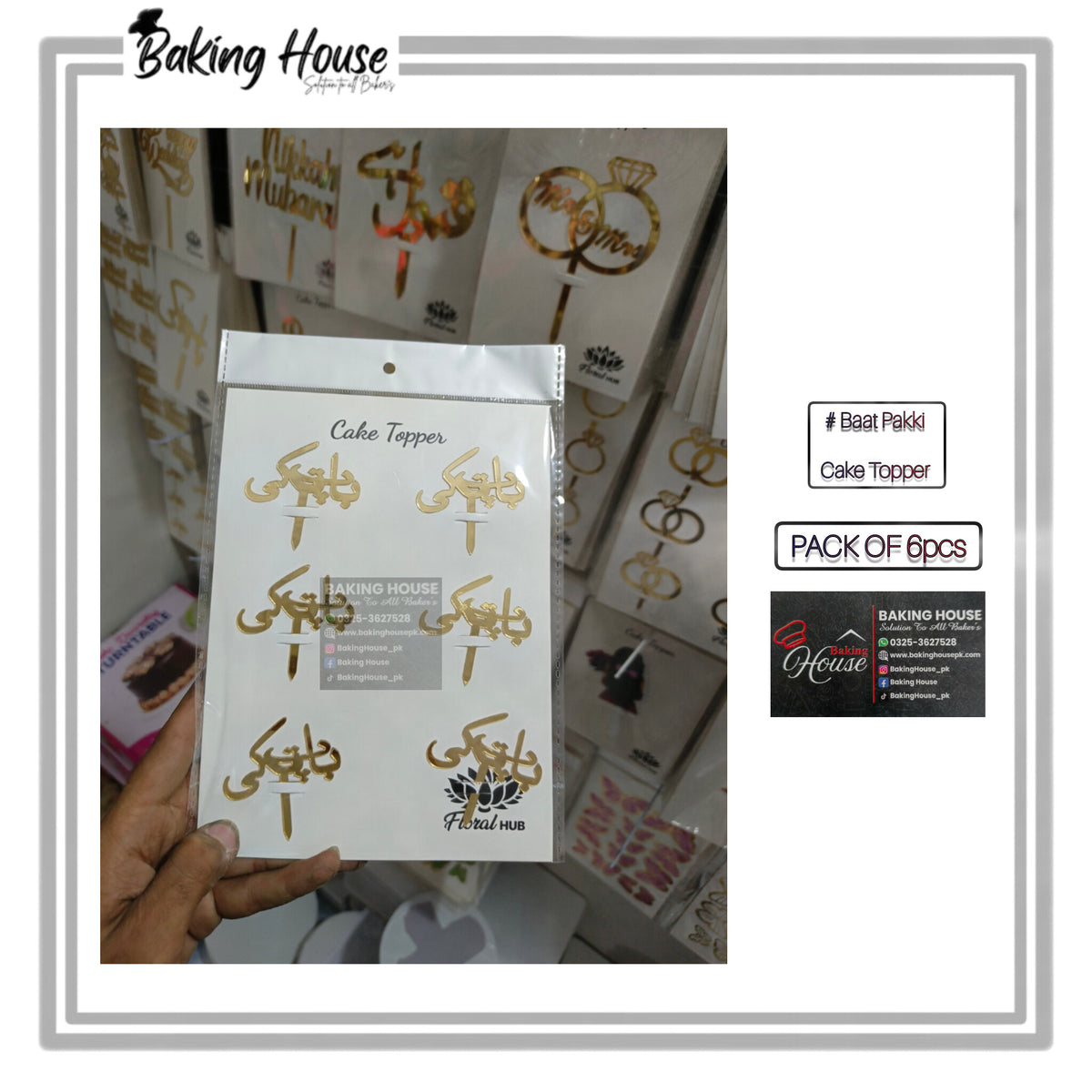 6pcs Baat Pakki mini Cake Topper For Cake Decorating