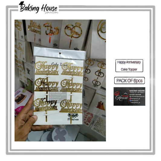 6pcs Happy Anniversary mini Cake Topper For Cake Decorating