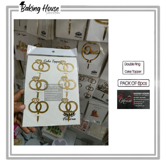 6pcs Double Ring mini Cake Topper For Cake Decorating