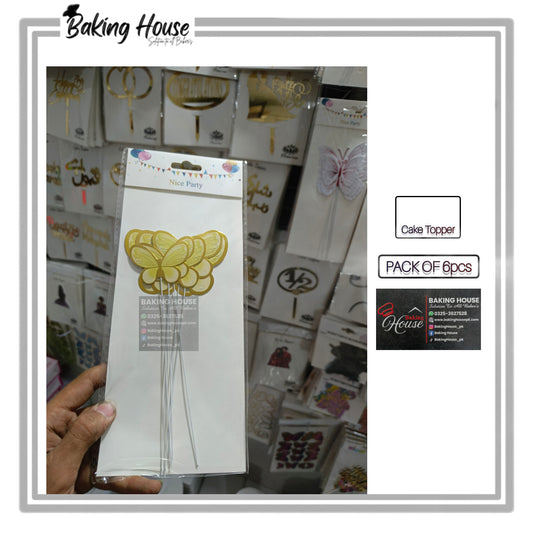 6pcs Yellow Stick Butterfly For Cake Decorating