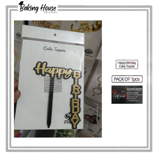Fanncy Happy Birthday Golden Acrylic Cake Topper For Decorating