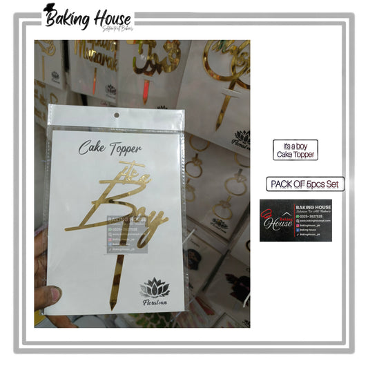 It's A Boy Golden Acrylic Cake Topper For Decorating