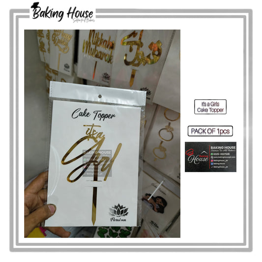 It's A Girl Golden Acrylic Cake Topper For Decorating