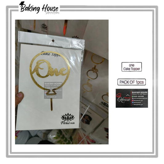 One Golden Acrylic Cake Topper For Decorating