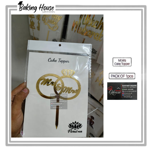 Mr/Mrs Golden Acrylic Cake Topper For Decorating