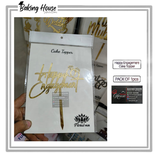 Happy Engagement Golden Acrylic Cake Topper For Decorating