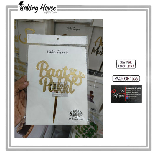 Baat Pakii English Golden Acrylic Cake Topper For Decorating