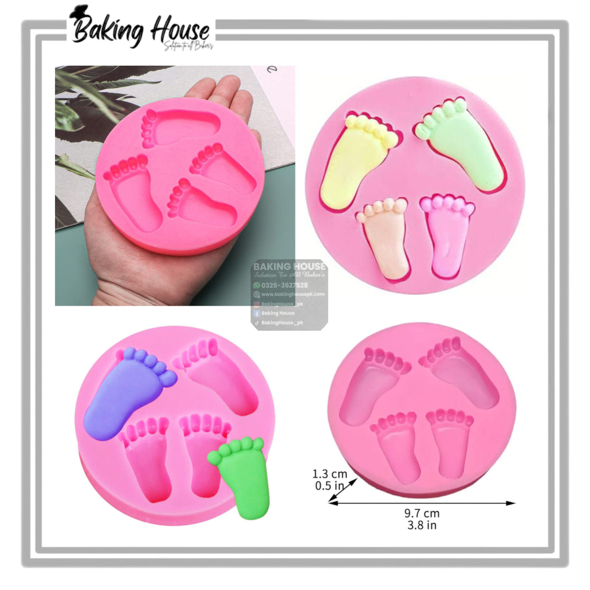 4cavity Foot Silicon Fondant Mould For Cake Decorating