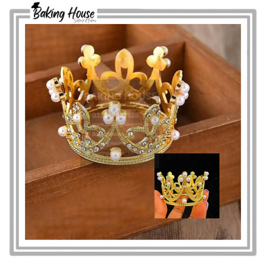 Mini Golden Plastic Crown For Cak Decorating