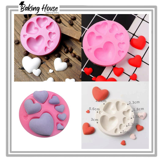 8 Cavity Heart Silicon Fondant Mould For Cake Decorating