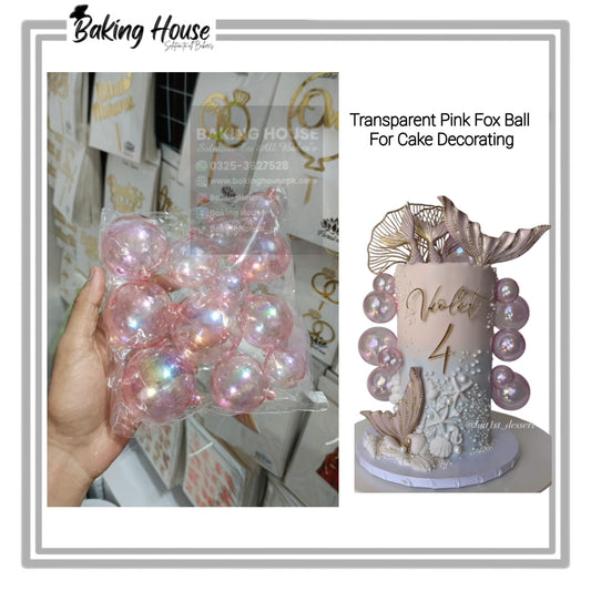 12pcs pink Transparent Fox Balls For Cake Decorating