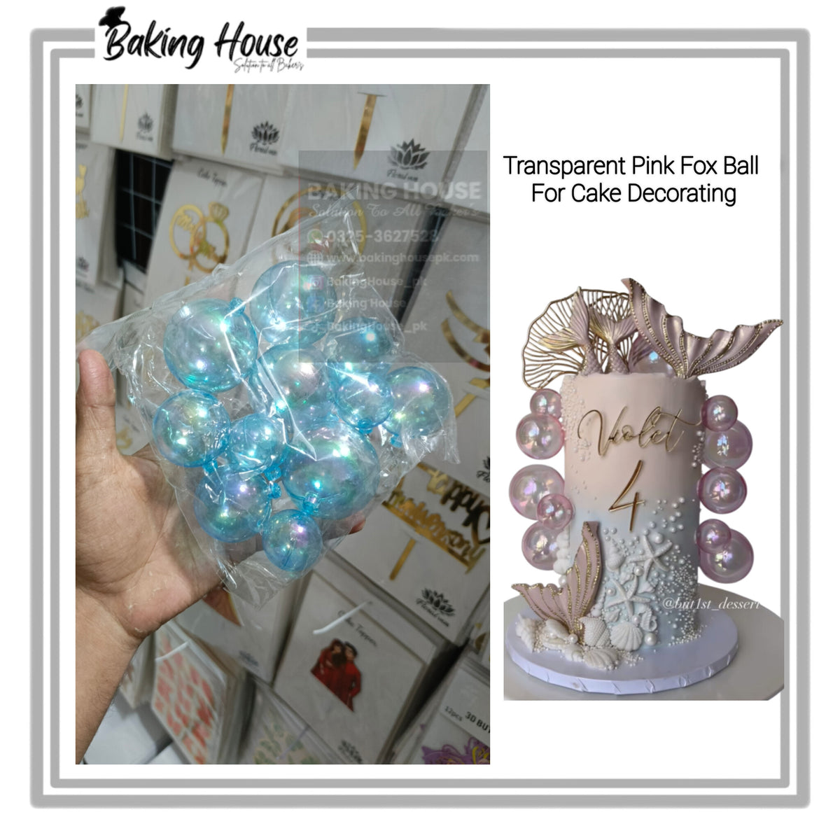 12pcs Blue Transparent Fox Balls For Cake Decorating