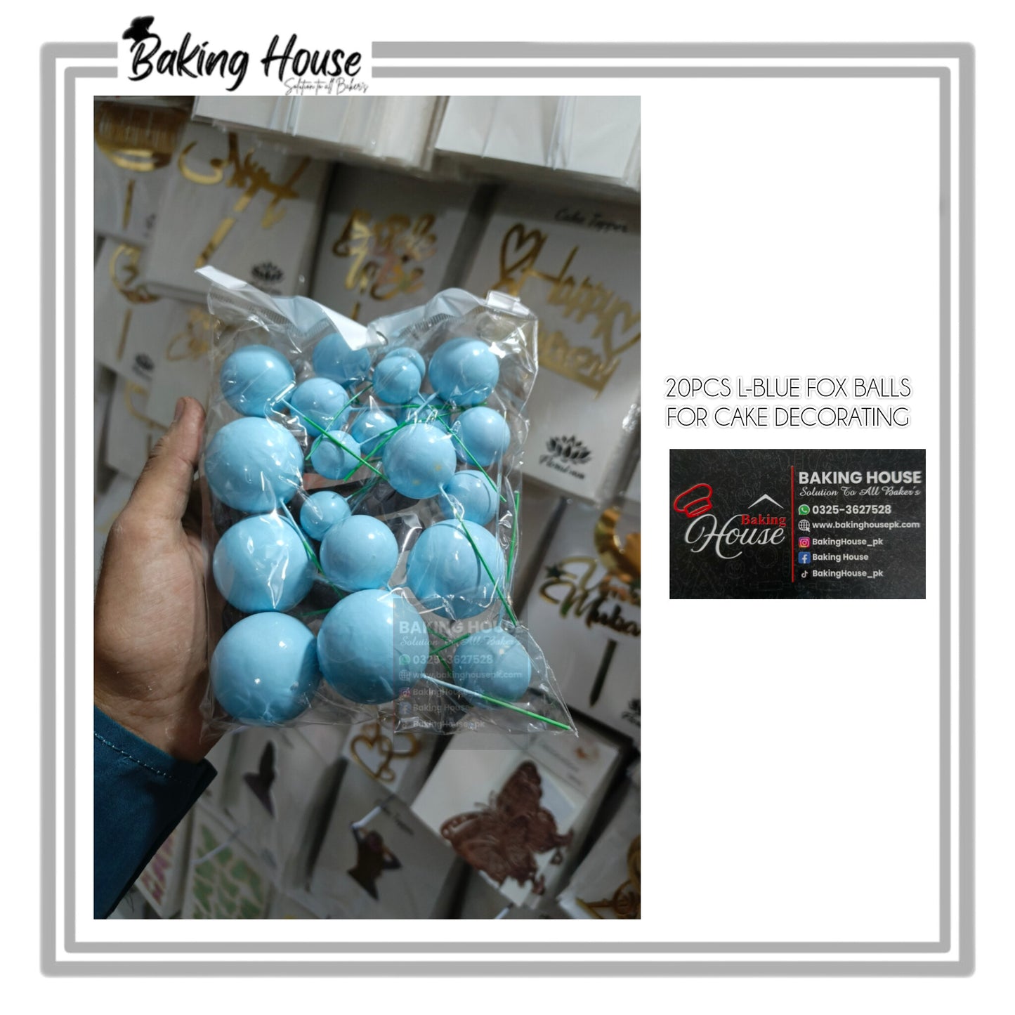 20pcs L-Blue Fox Balls For Cake Decorating
