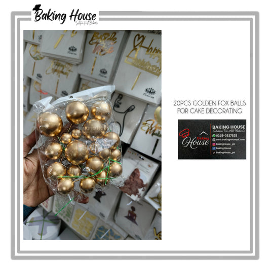 20pcs Golden Fox Balls For Cake Decorating