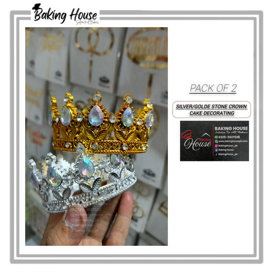 Pack - 2 Stone Plastic Crown For Cak Decorating