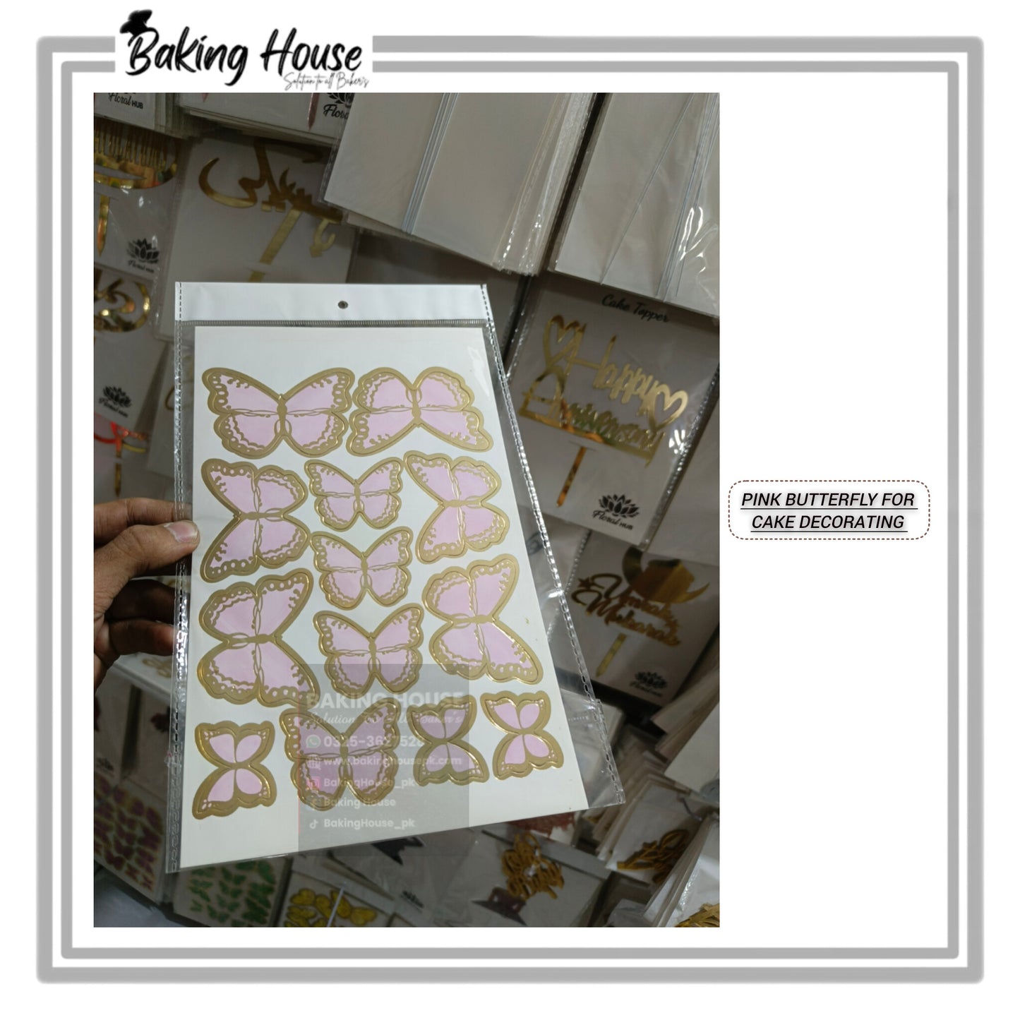 Pink Card Butterfly For Cake Decorating