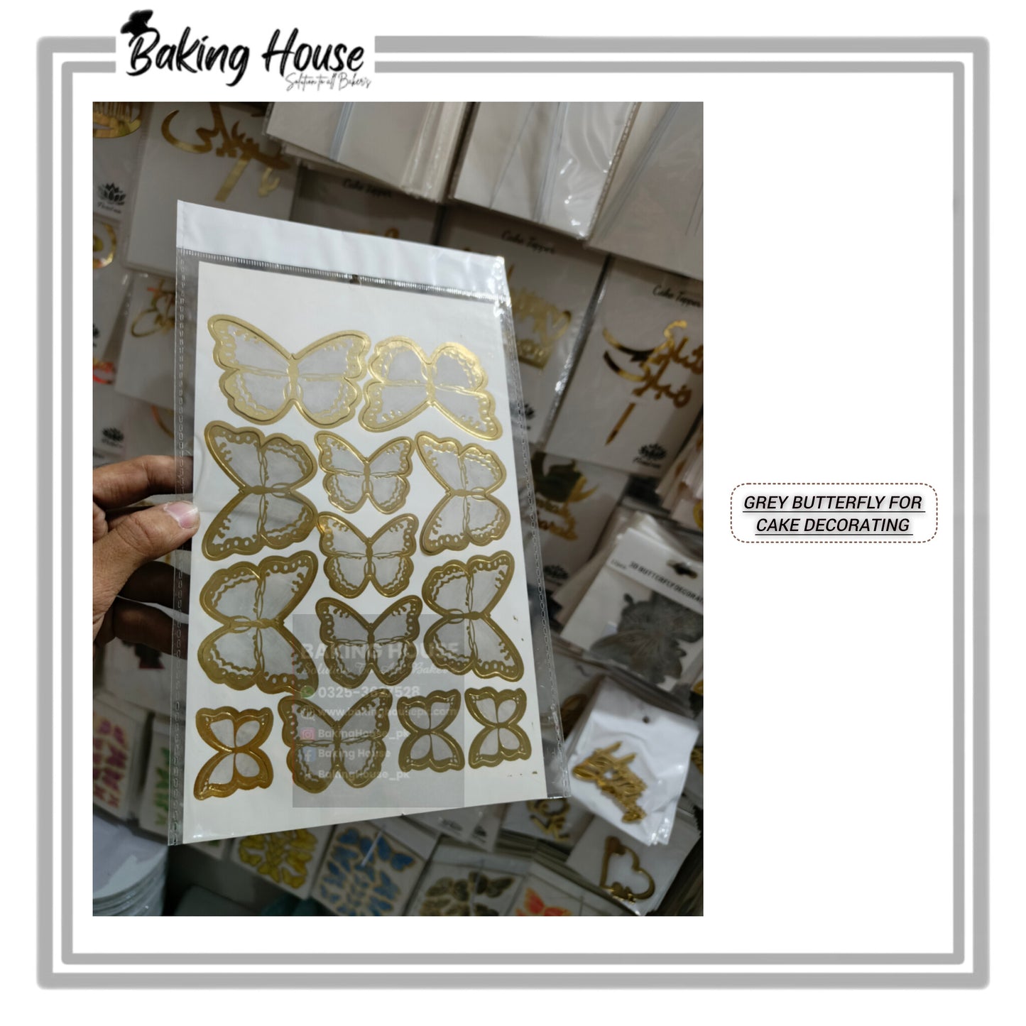 Grey Card Butterfly For Cake Decorating