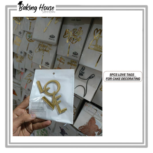 5pcs LOVE Acrylic Cake Tags For Cake Decorating
