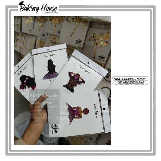 Pack - 4 Cake Doll Topper For Cake Decorating
