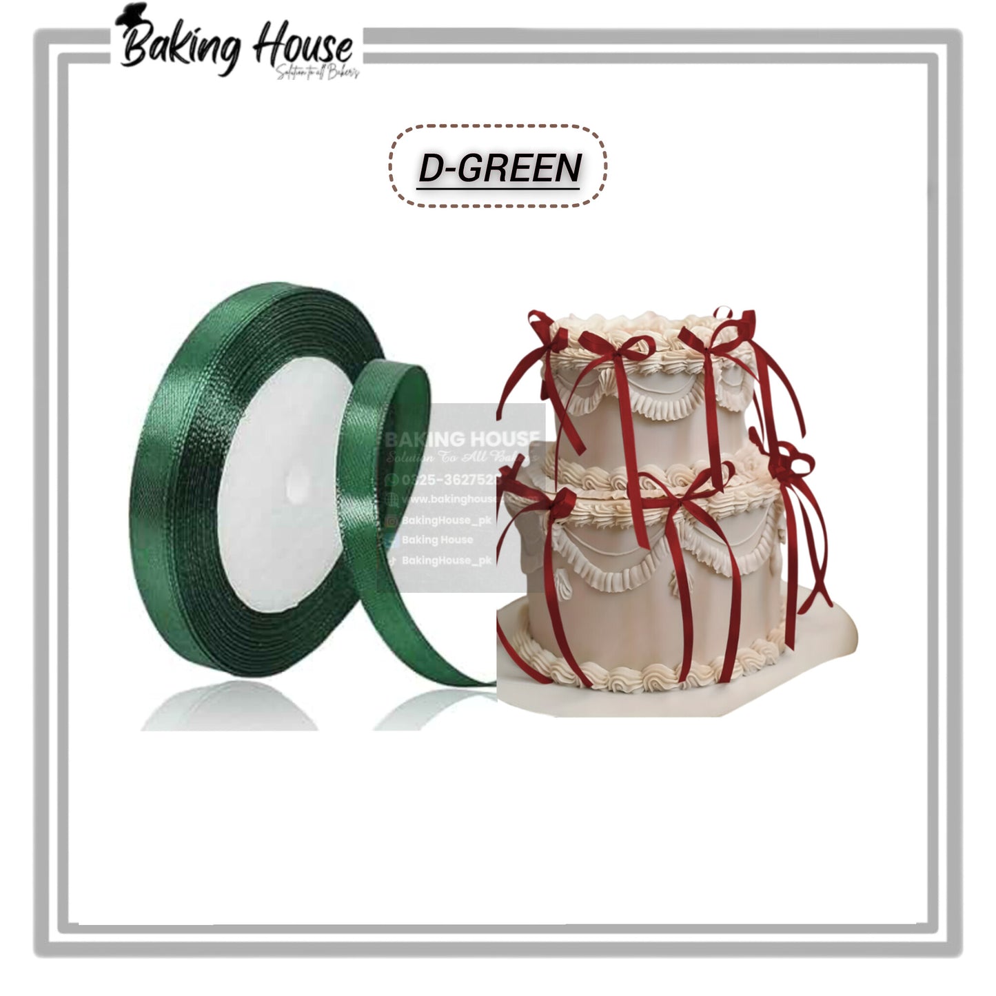 1/2 Inch D-Green Ribbon For Cake Decorating