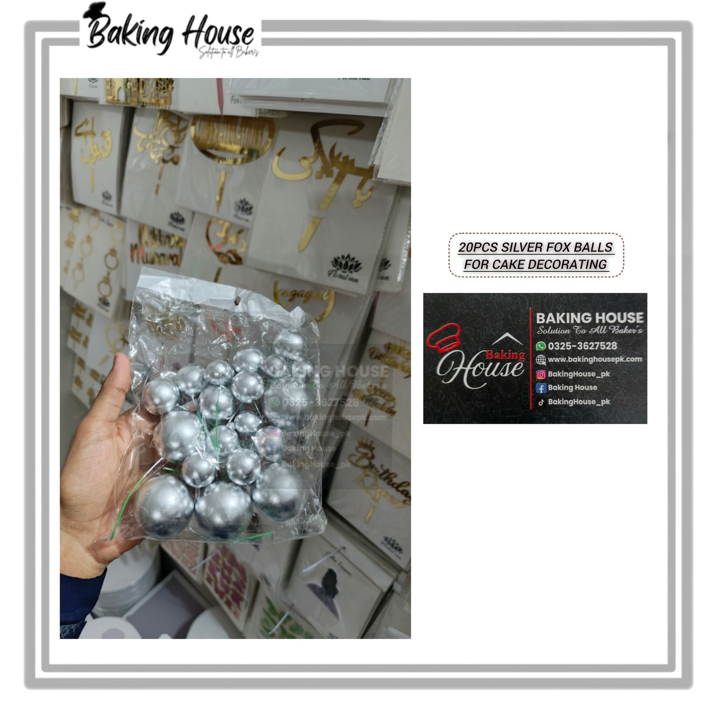 20pcs Silver Fox Balls For Cake Decorating