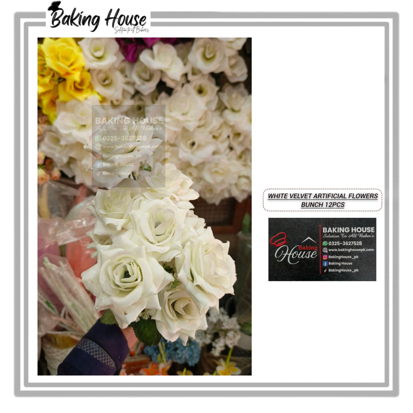 6pcs Velvet White Flower Bunch For Cake Decorating