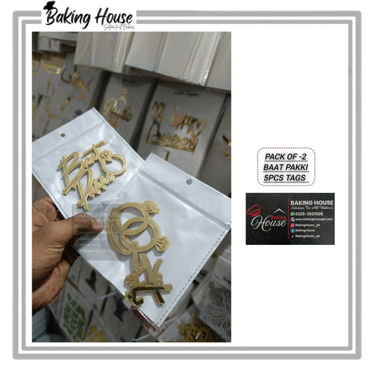Pack - 2 Baat Pakki English Urdu Acrylic Tag For Cake Decorating