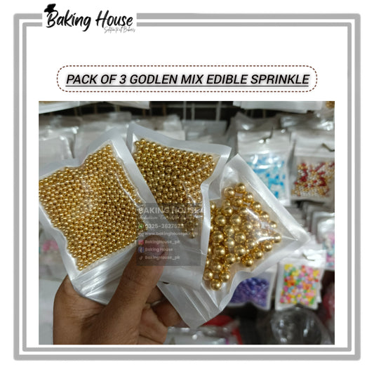 Pack - 3 Edible Golden Sprinkle For Cake Decorating
