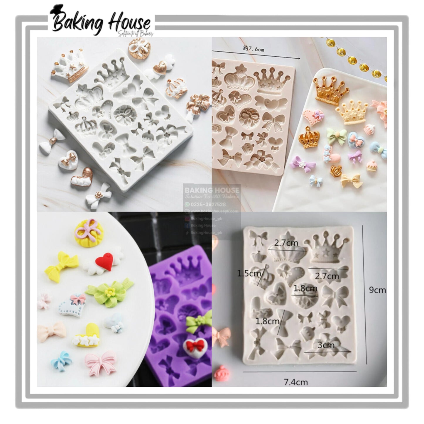 Mini Bow & Cown Silicon Fondant & Candy Mould High Quality For Cake Decorating