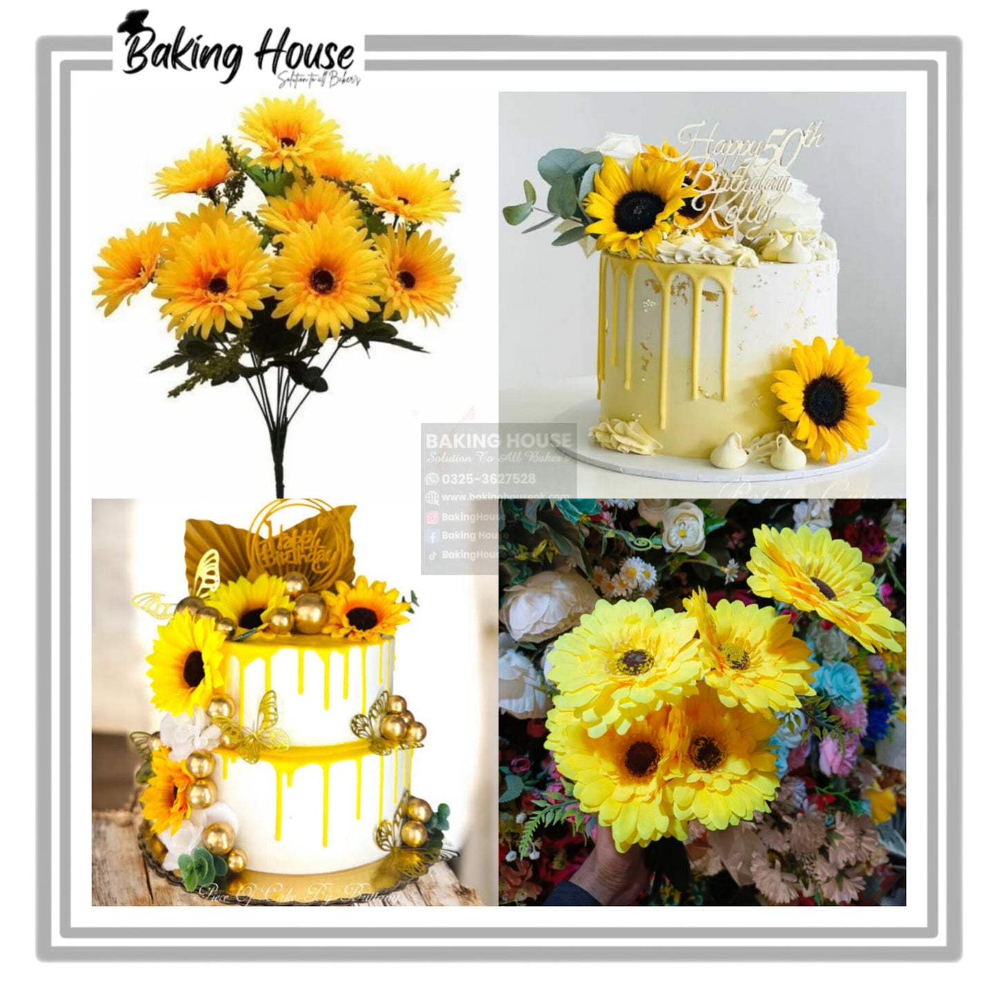 12pcs Sunflower Artificial flowers For Cake Decorating