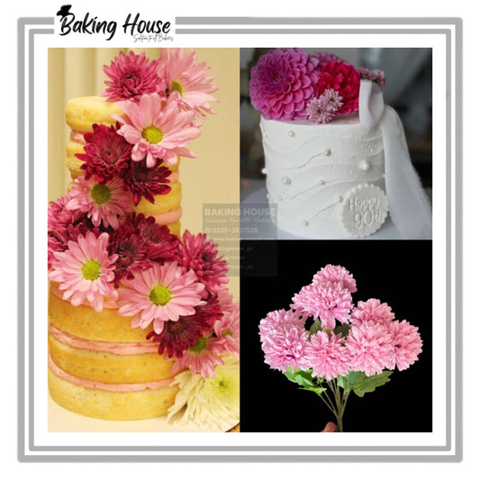 12pcs Daisy Pink Artificial flowers For Cake Decorating