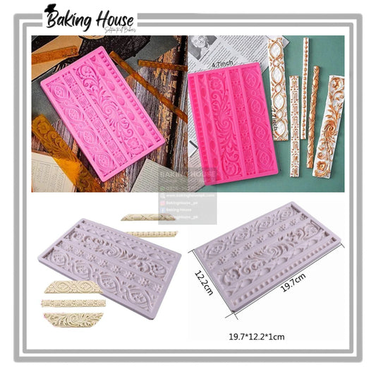 5 Cavity Long Stip Silicon Fondant Mould High Quality For Cake Decorating