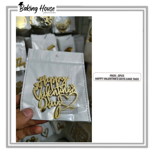 5pcs Valentine's Acrylic Tags For Cake Decorating