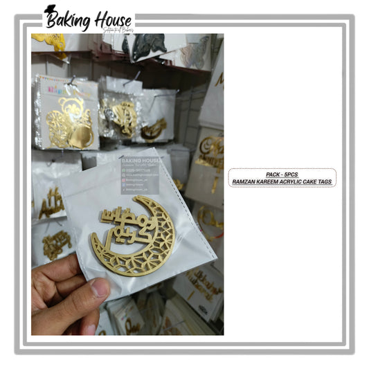 5pcs Ramdan Acrylic Tags For Cake Decorating