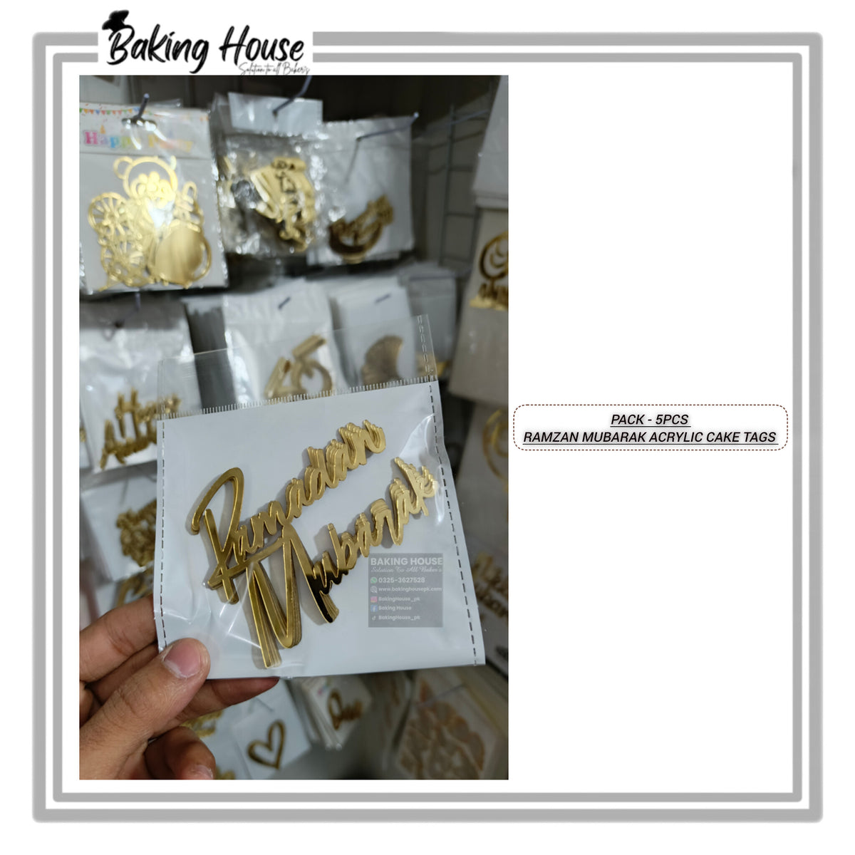 5pcs Ramdan Acrylic Tags For Cake Decorating