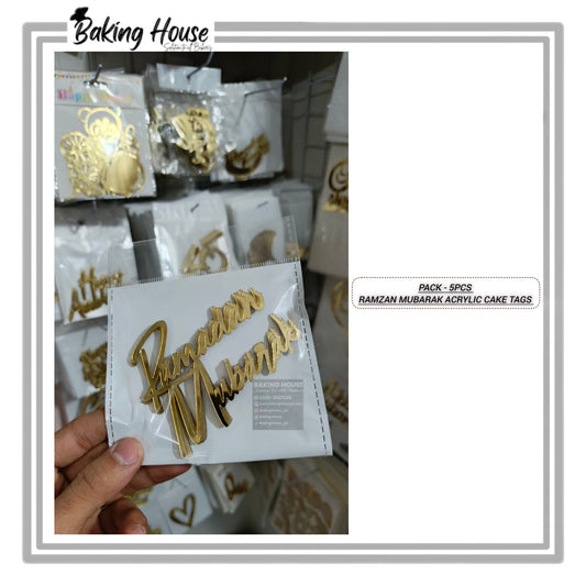 5pcs Ramdan Acrylic Tags For Cake Decorating