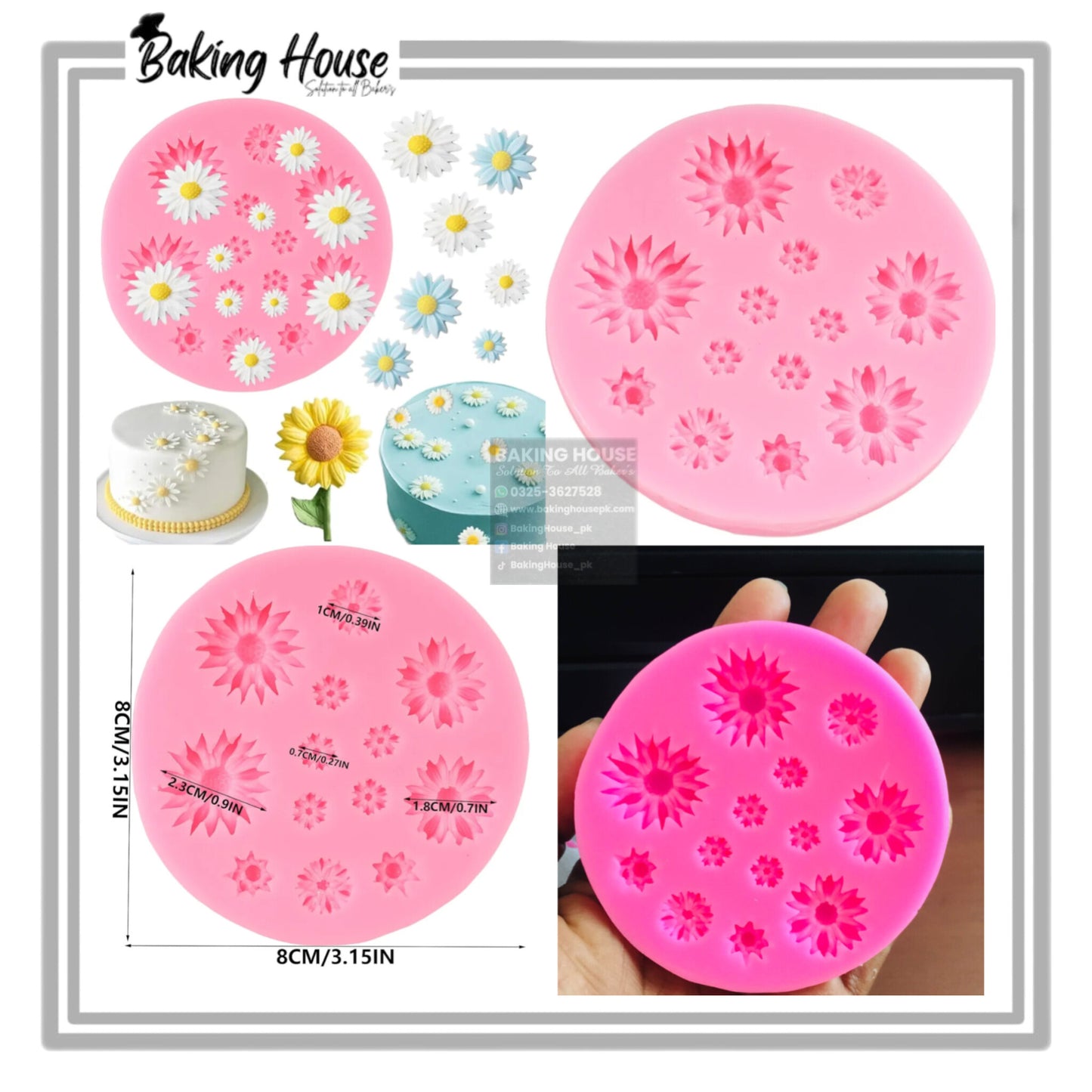 15 Cavite Sunflower Silicon fondant Mould For Cake Decorating