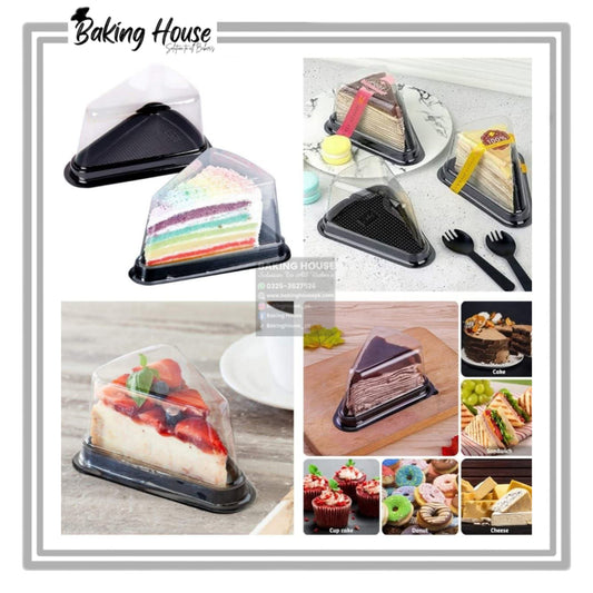 10pcs Black Cake Slice Lid Serving Box