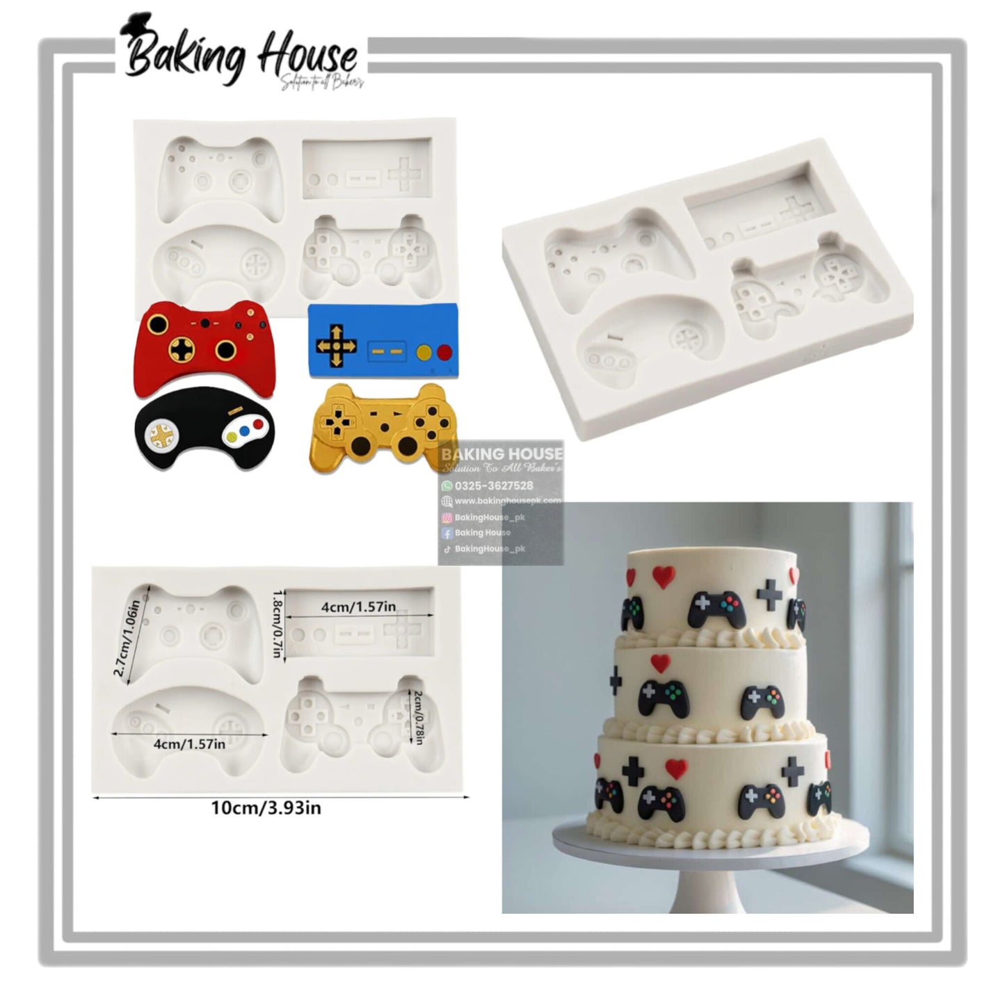 4cavity Gaming Scilcon Fondant Mould For Cake Decorating