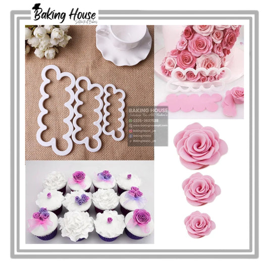 3pcs Rose Patel Leaf Plastic Cutter For Cake Decorating