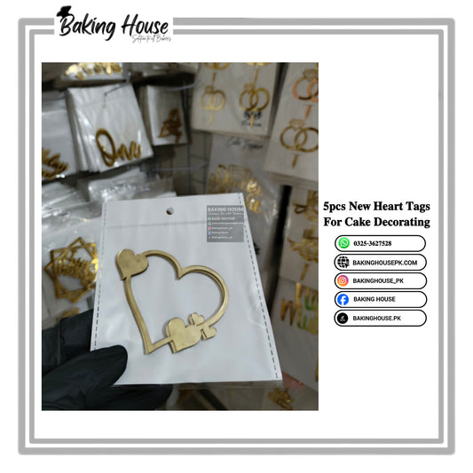 5pcs Heart Acrylic Tags For Cake Decorating