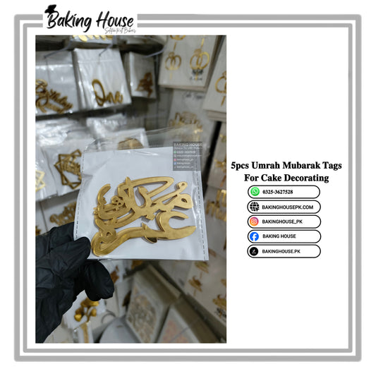 5pcs Umrha Mubarak Acrylic Tags For Cake Decorating