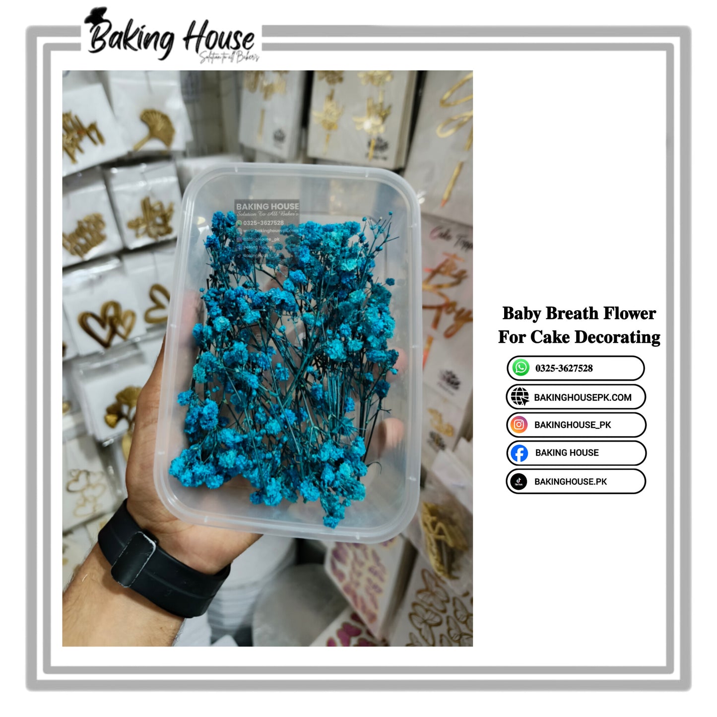 Light-Blue Dry Baby Breth Flower For Cake Decorating