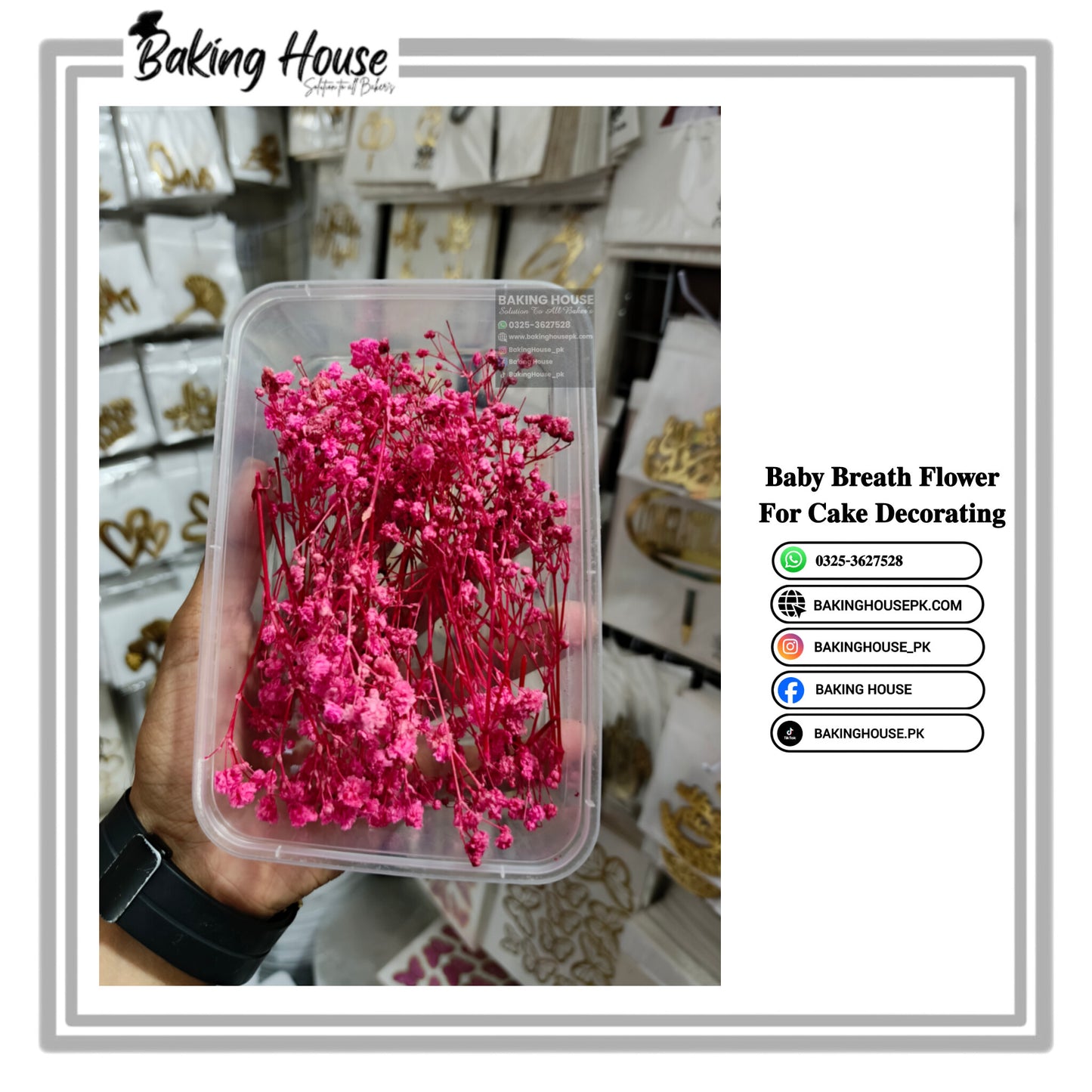 Dark Pink Dry Baby Breth Flower For Cake Decorating