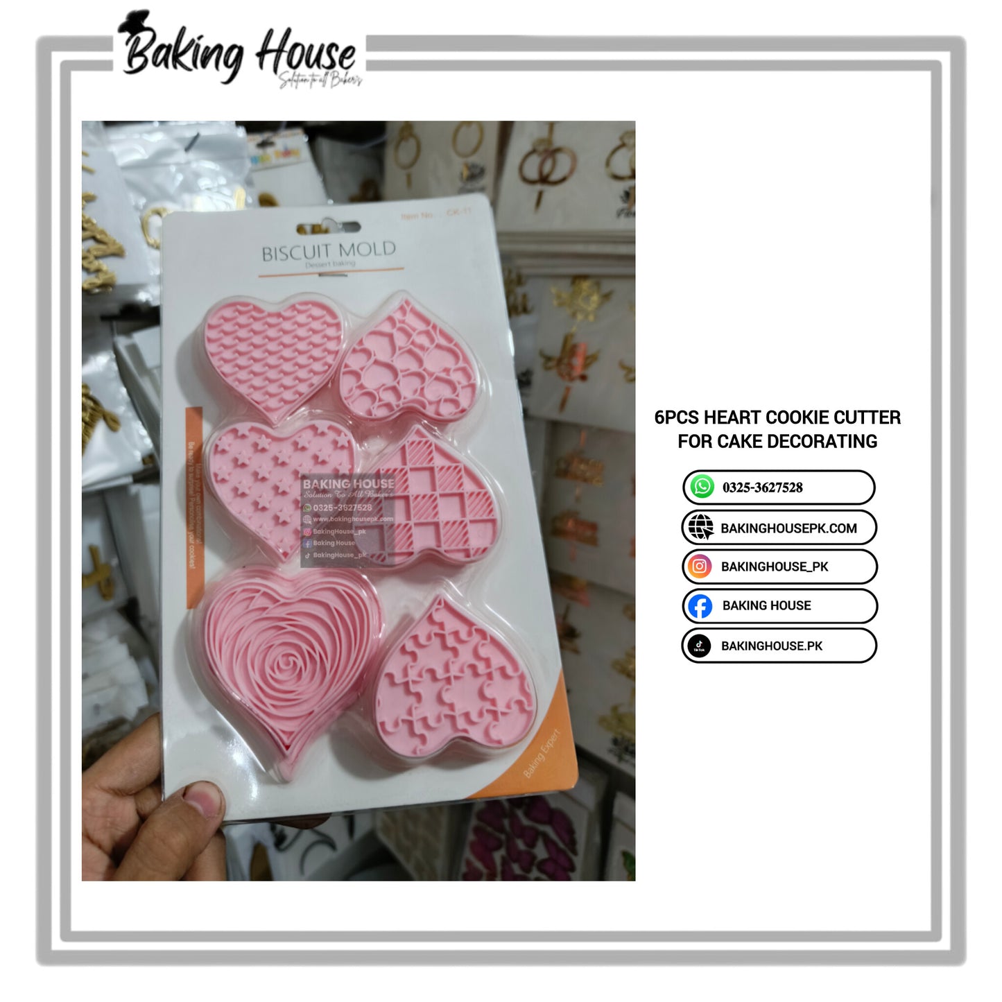 6pcs Heart Plastic Cookie Cutter For Fondant