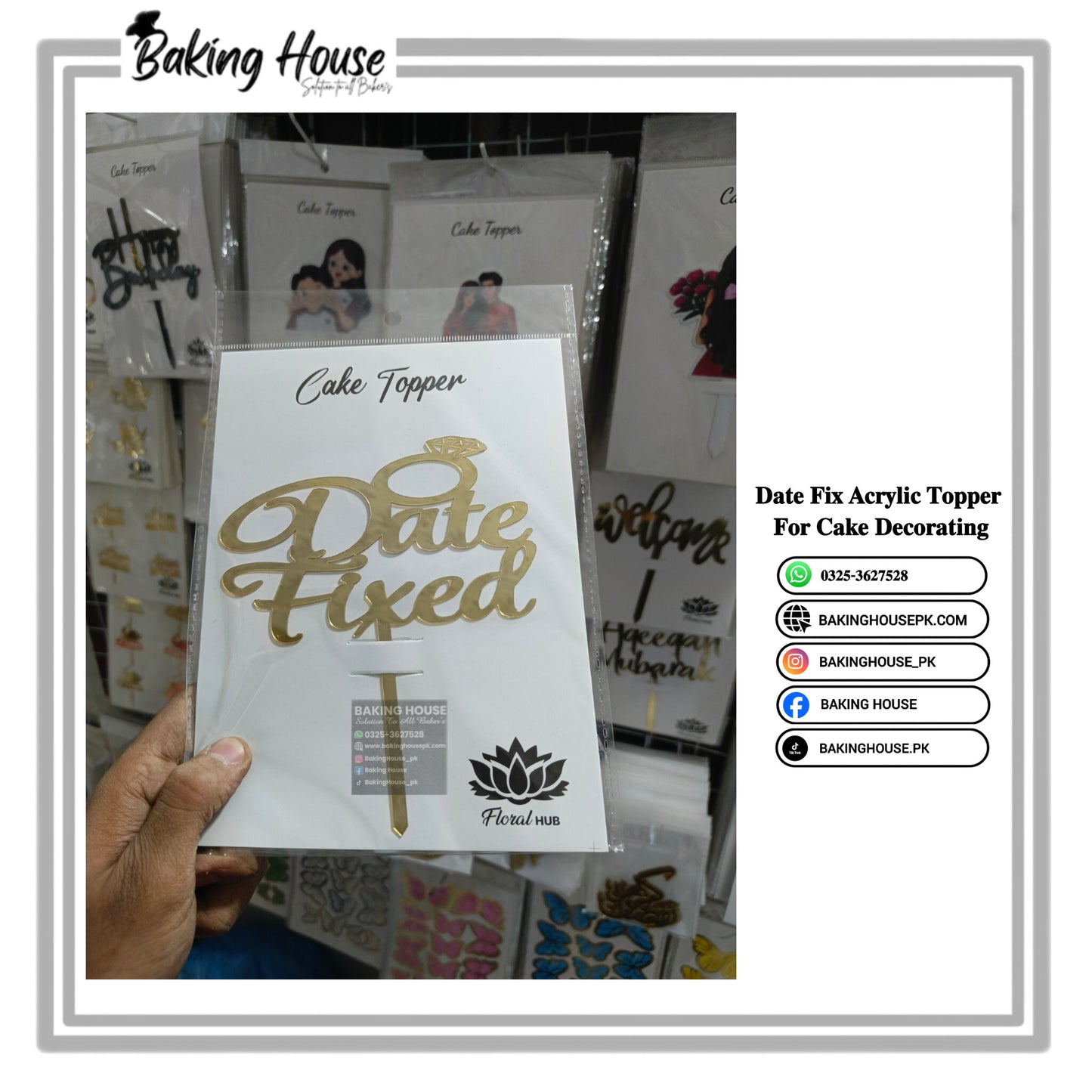 Date Fixed Acrylic Golden Topper For Cake Decorating